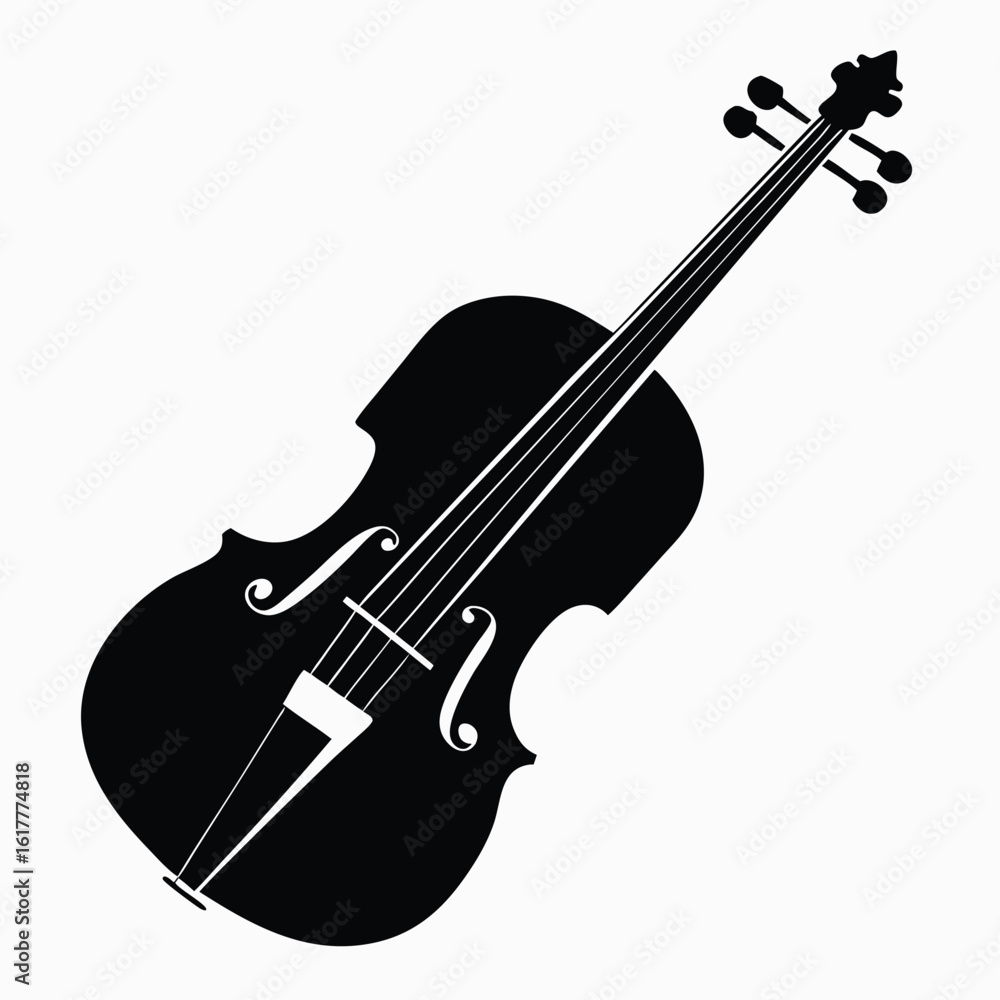 Obraz premium Violin Silhouette Solid Black
