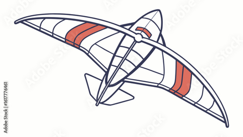 A hang glider soars through the sky, isolated on white background