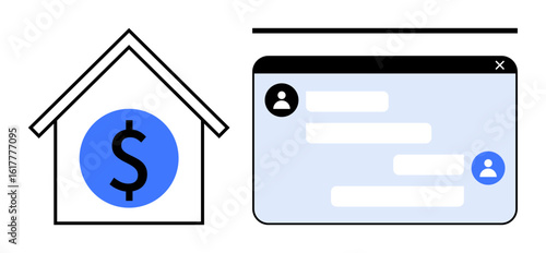 Tableau sur toile House-shaped icon represents finance with a dollar sign