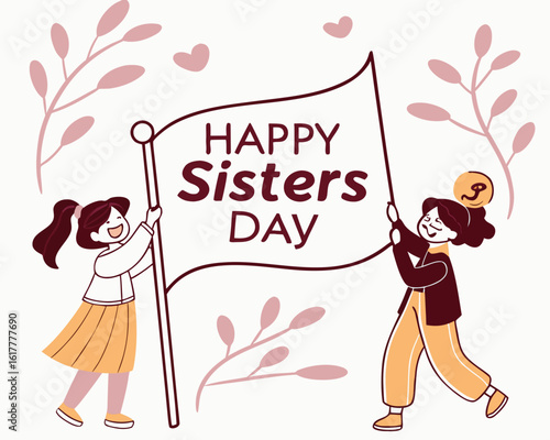 National sisters day celebrate sisters day with love joy and togetherness, Image for concept of happy sisters day, Beautiful design for concept of Sisters day