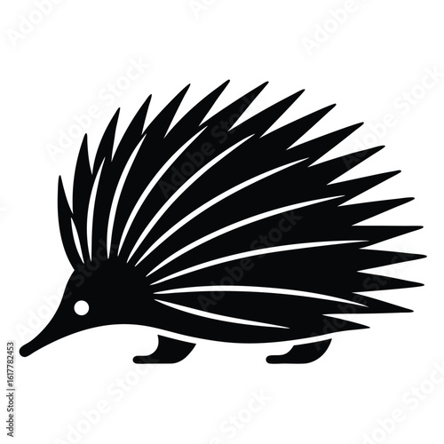 Black echidna silhouette vector icon on white background