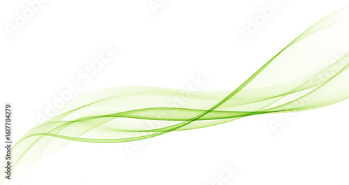 Abstract Background, Transparent Waved Lines. Soft Green Smoke Wave BG. Colorful Gradient Flowing Wavy Lines. Vector illustration.