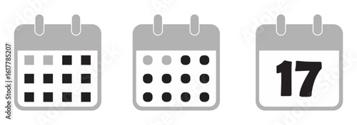 Calendar Icon Set. Simple calendar icons collection ideal for mobile app interfaces. Calendar different variations symbol. Date and month planner organizer symbol vector illustration design. 