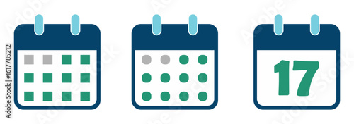 Calendar Icon Set. Simple calendar icons collection ideal for mobile app interfaces. Calendar different variations symbol. Date and month planner organizer symbol vector illustration design. 