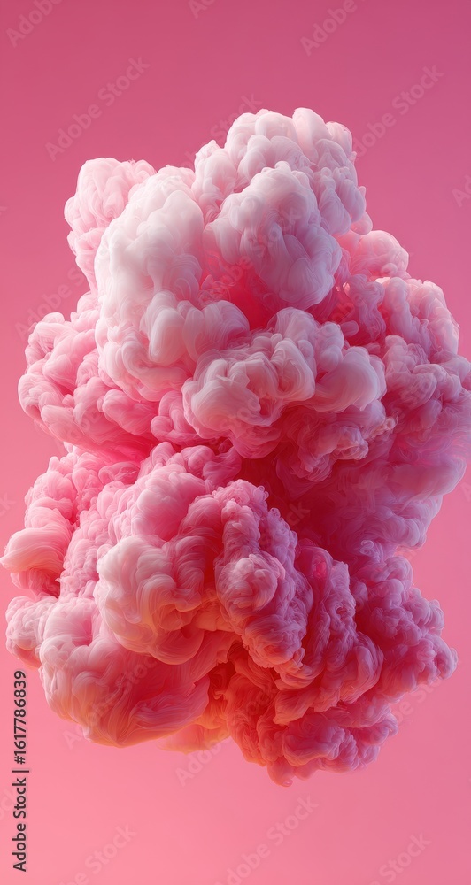 Obraz premium Pink and white cloud-like smoke against pink backdrop