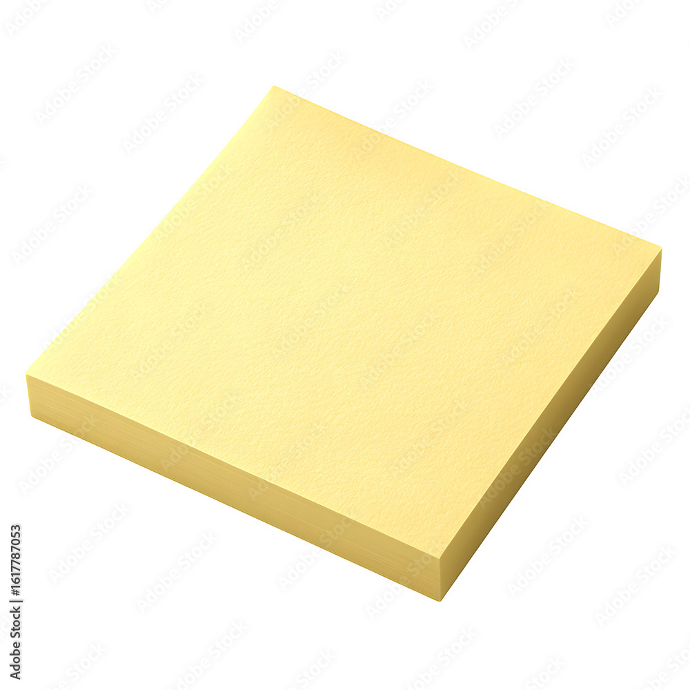 Fototapeta premium Sticky note square, soft yellow PNG object --ar 1:1 --raw