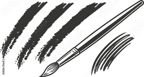 Vector art of a paintbrush with dark strokes creates an artistic and creative design element for various projects