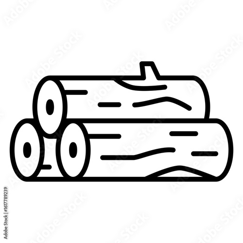Stack of Logs Outline Icon Illustration