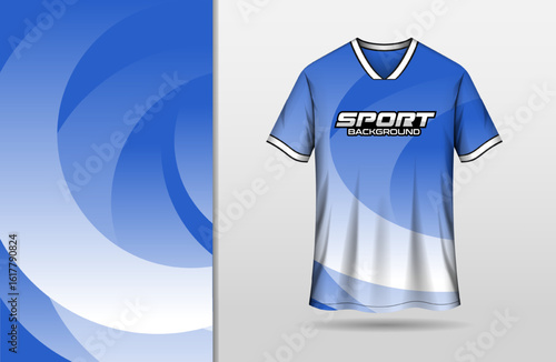 Sport jersey design with curve blue background