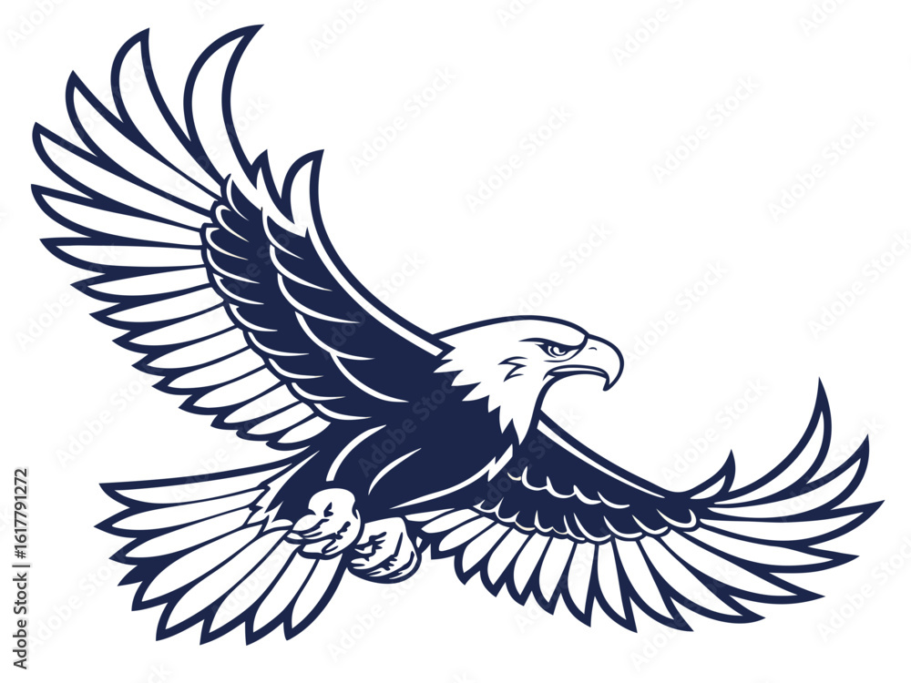 Fototapeta premium Powerful Bald Eagle in Flight, Perfect for Logos and Designs