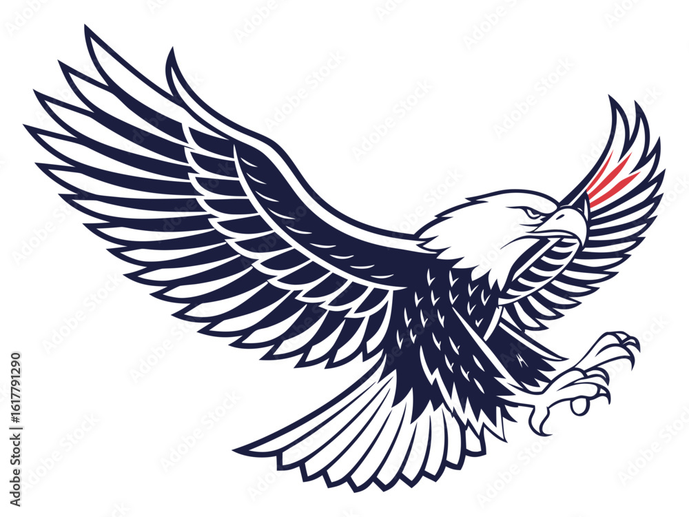 Fototapeta premium Powerful Bald Eagle in Flight, Perfect for Logos and Designs