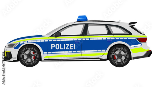 German Police Car Livery reflective yellow and blue marking 