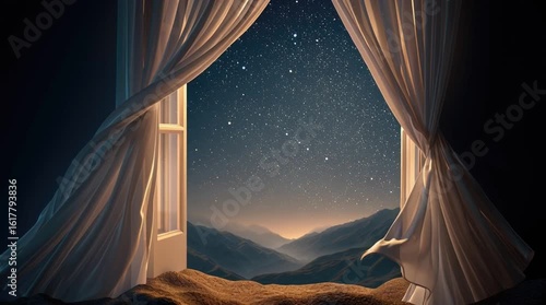 Starry Night View from Bedroom Window