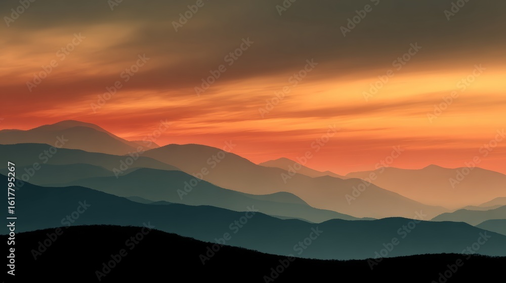 Fototapeta premium abstract distant ridge silhouette at Sunset concept for background