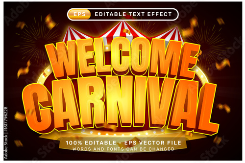 welcome carnival 3d text effect and editable text effect with a circus ornament background
