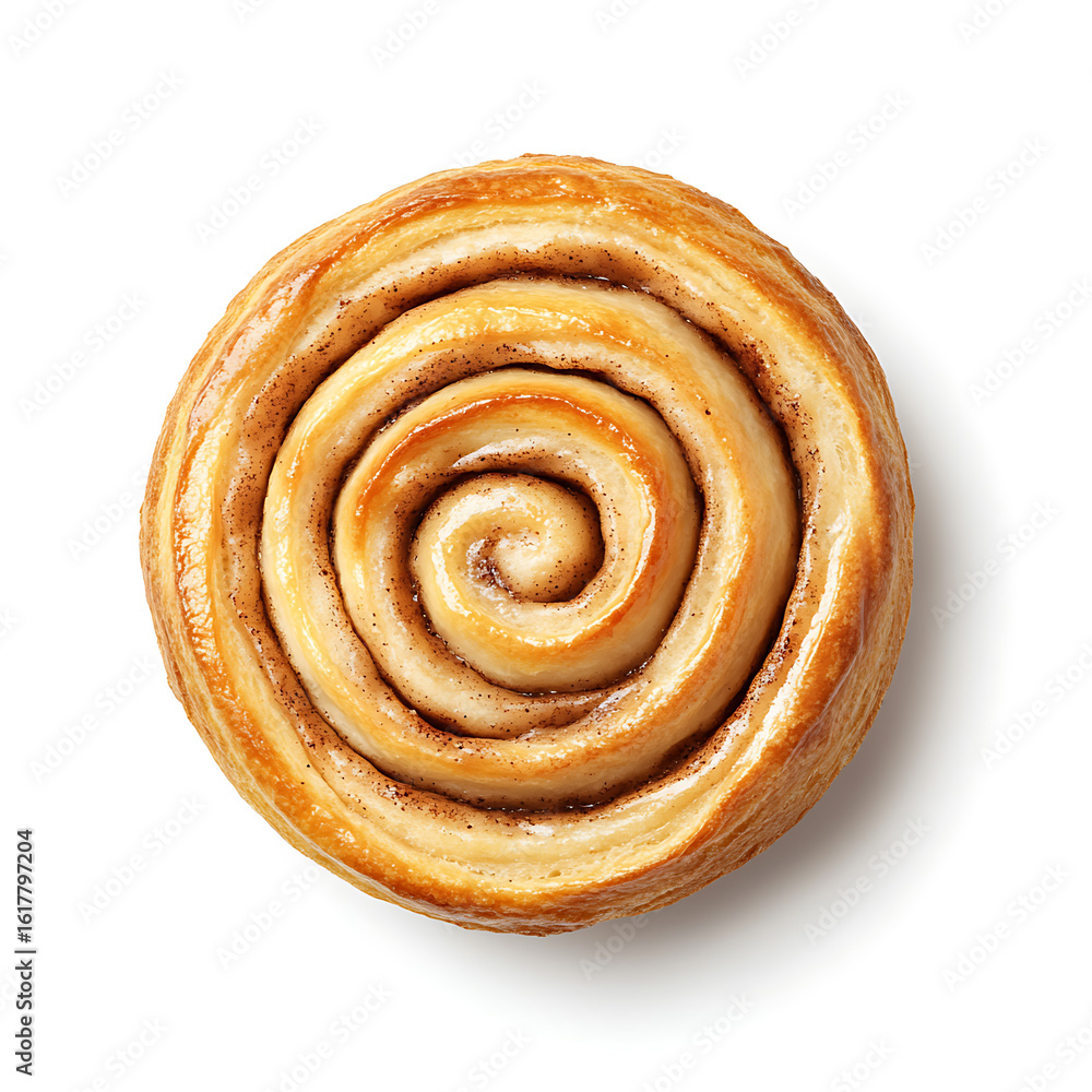 Fototapeta premium Golden Spiral Pastry with Cinnamon Swirl