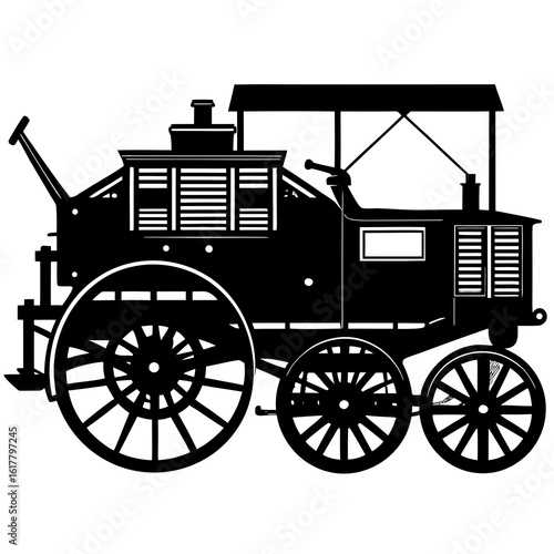 Vintage Threshing Machine Illustration