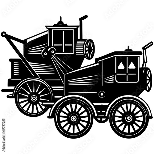 Vintage Threshing Machine Illustration