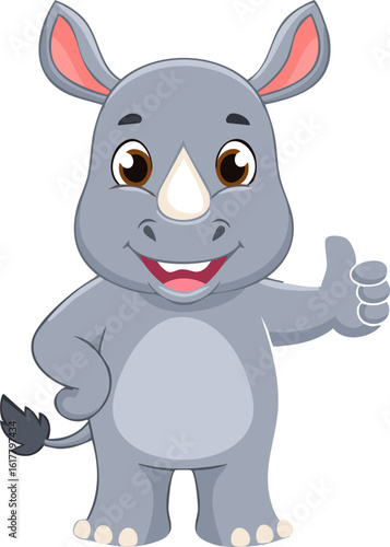 Cartoon Rhino Giving Thumbs Up