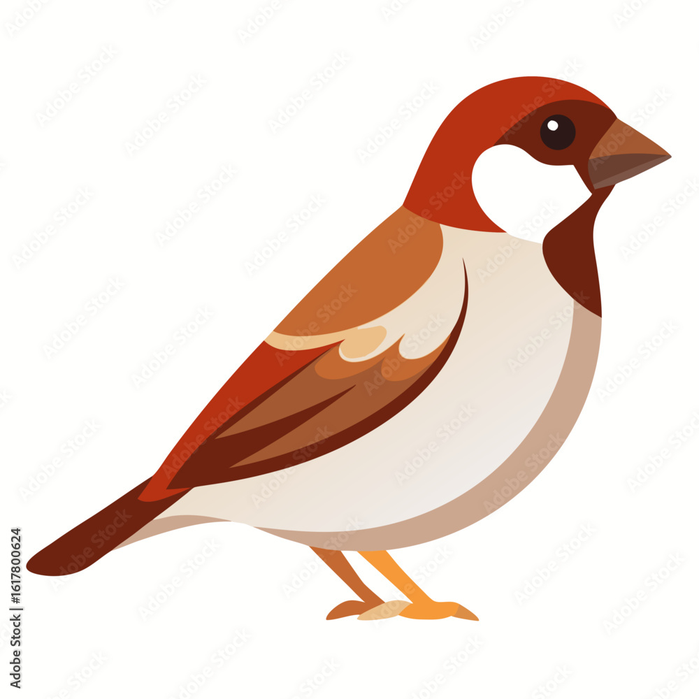 Fototapeta premium Sparrow Bird on White Background