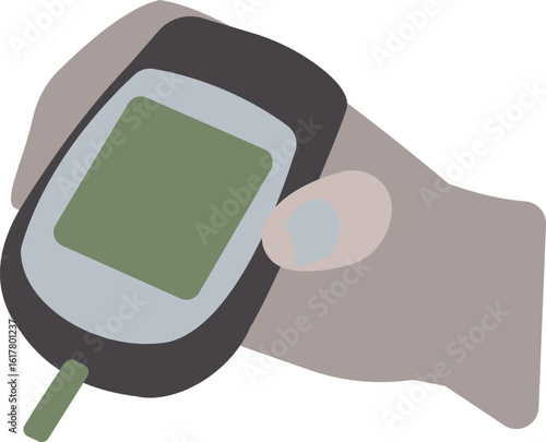 Hand holding a blood glucose meter