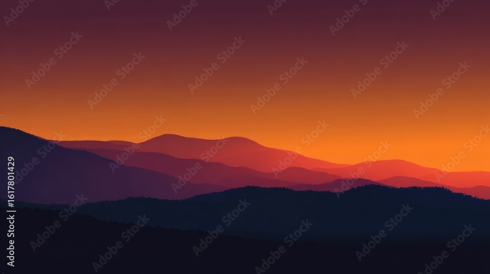 Fototapeta premium abstract distant ridge silhouette at Sunset concept for background