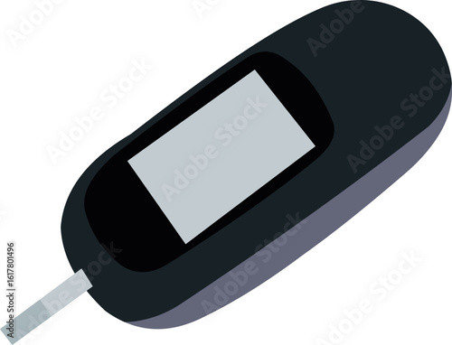Black handheld blood glucose meter