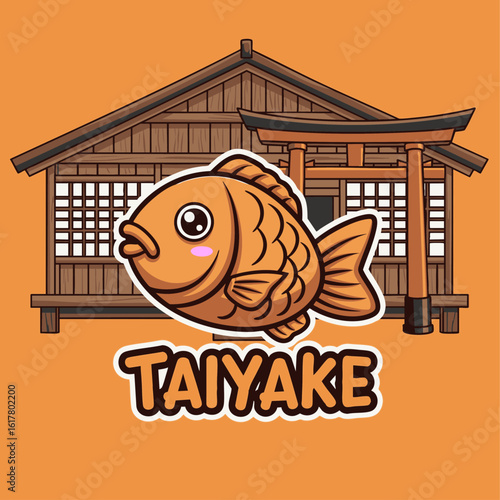 A cute lovely taiyake cartoon illustration