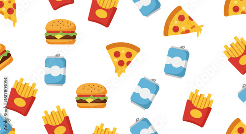 Seamless Vector Pattern of Food and Drink Icons