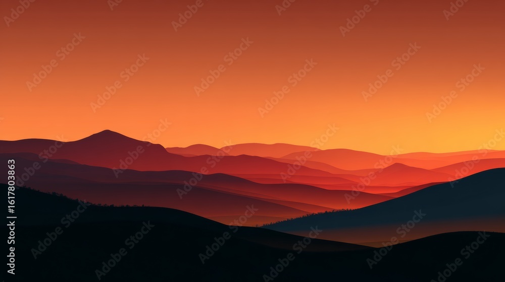 Fototapeta premium abstract distant ridge silhouette at Sunset concept for background
