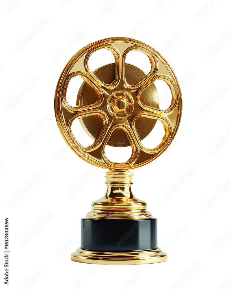 Obraz premium Golden award trophy, film reel design