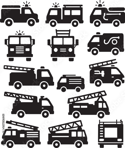 Fire Truck Silhouette, Illustration for Designers