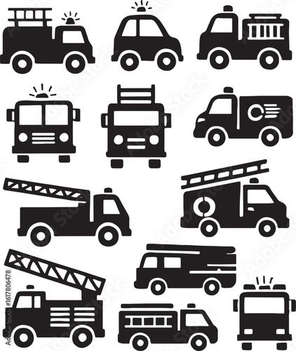 Fire Truck Silhouette, for Firefighting Themes