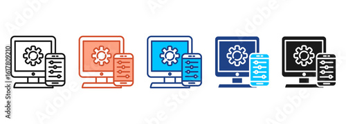 Responsive Devices Icon Set Multiple Style Collection