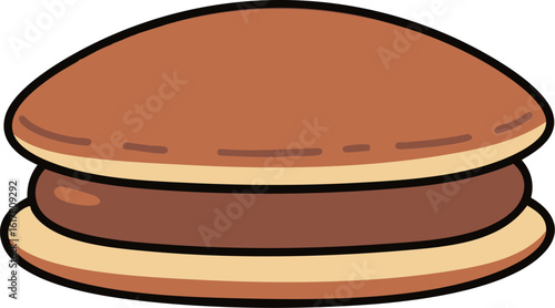 MinimalFlatDesign_Dorayaki_JapaneseFood_Illustration_ミニマルフラットデザイン_どら焼き_日本食_イラスト