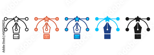 Pen Tool Icon Set Multiple Style Collection