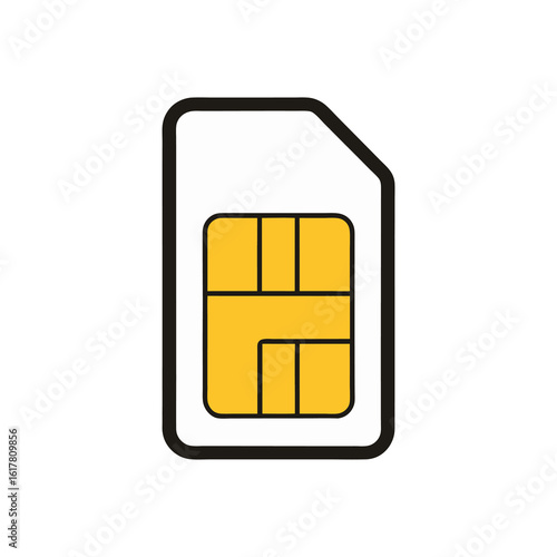SIM Card Illustration Mobile Technology Connectivity and Telecommunications in a Simple Design on white background