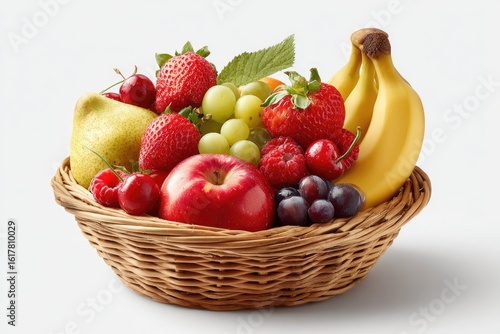 Assorted fruit in a wicker basket