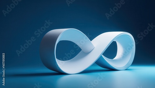Infinity symbol, white,  dark blue background