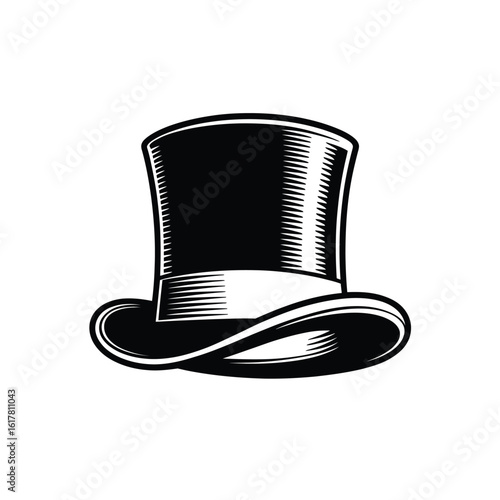 Black top hat with white band classic formal