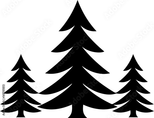 Three stylized evergreen trees symbolize nature's enduring beauty and growth