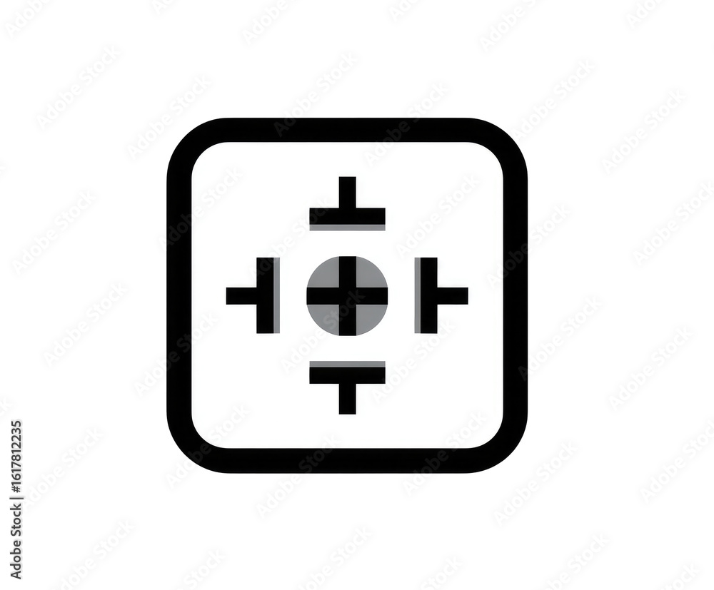 Fototapeta premium Square icon with four intersecting crosses. Simple, centered design