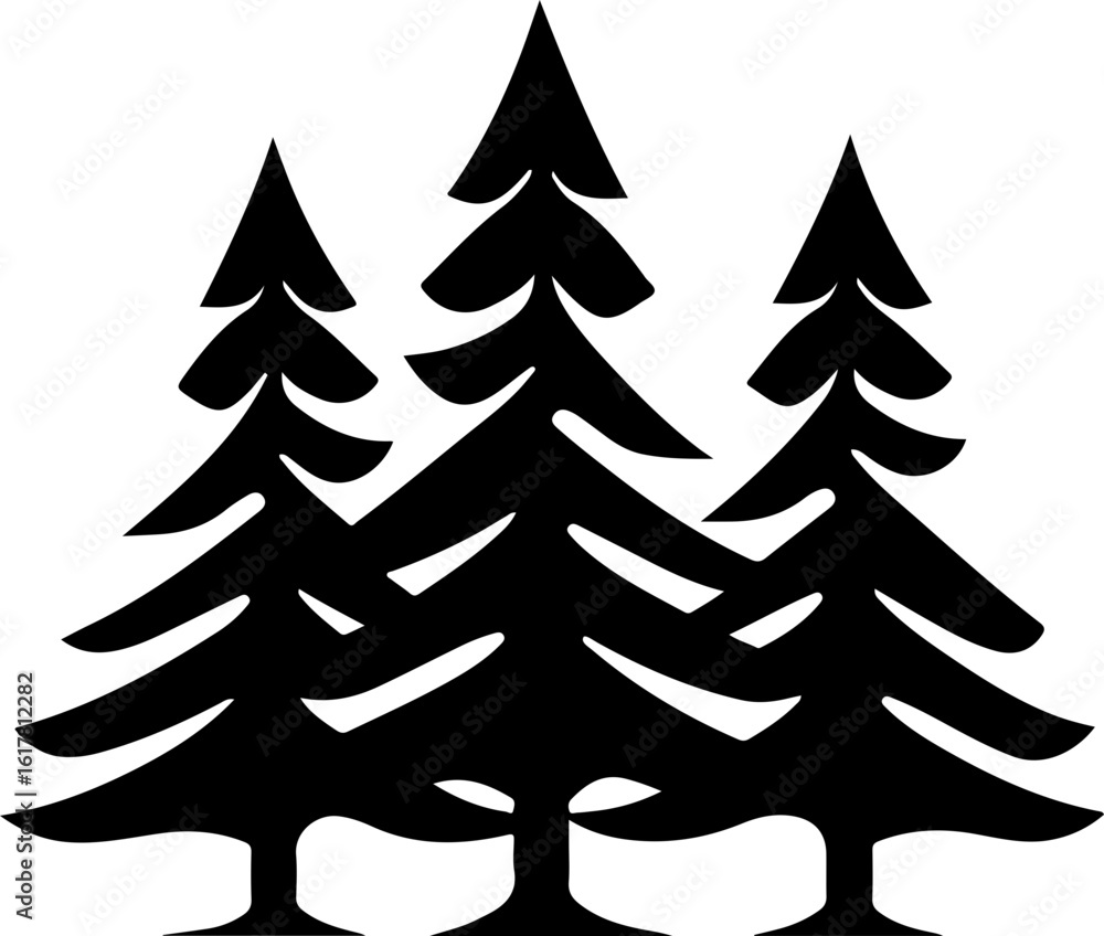 Obraz premium Stylized pine trees for a natural, rustic design element
