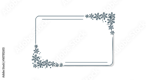 Open Christmas card mockup with snowflake border