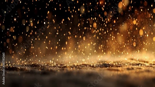 Wallpaper Mural Dark background with bokeh lights, golden dust falling from the sky, wide-angle view Torontodigital.ca