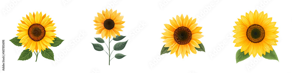 Fototapeta premium Watercolor Sunflower Set: Floral Illustration for Design Projects