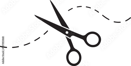 Vector scissors with cut lines
