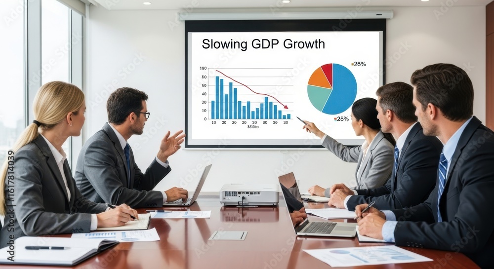 Fototapeta premium Business Team Discussing Economic Slowdown