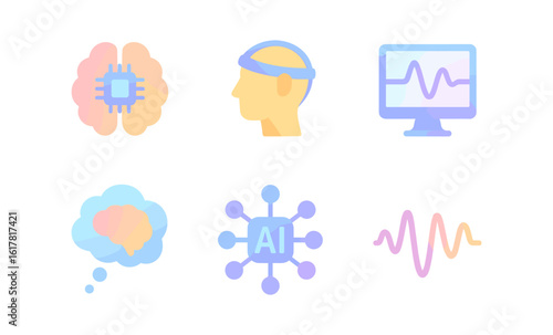 Artificial intelligence and brainwave technology concepts in gradient style