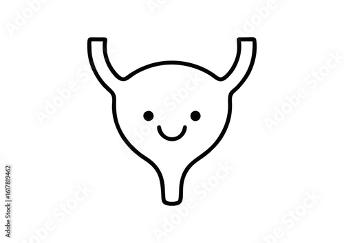 cartoon bladder character with a smiling face